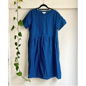 Tradlands Nico Linen Dress in Cobalt
